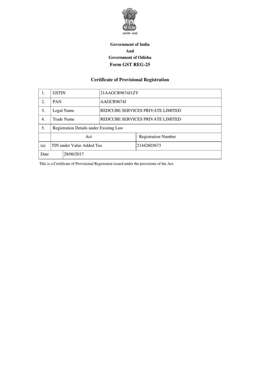 GST Registration Certificate