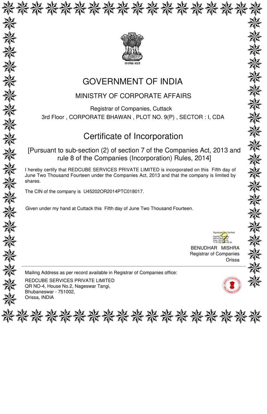 Certificate of Incorporation