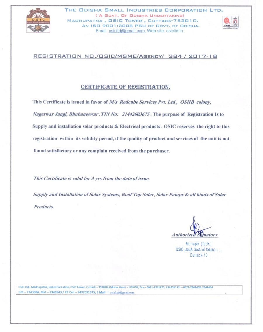 OSIC Registration Certificate