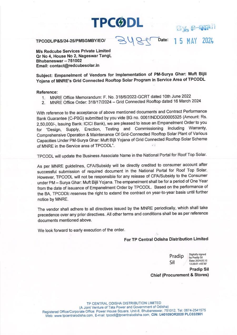 PMSGY Empanelment Letter