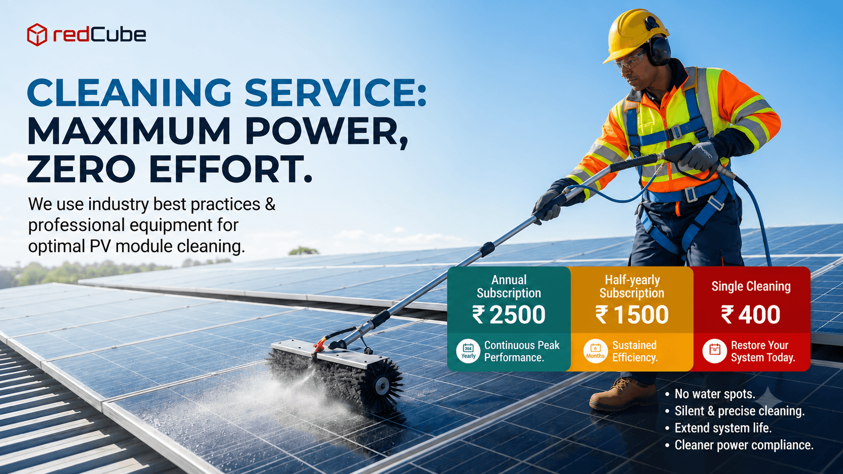 Solar panel cleaning service — maximum power, zero effort